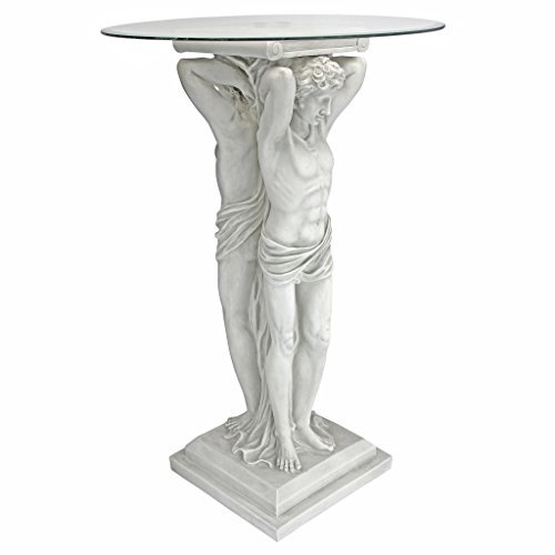 Design Toscano Hermitage Atlantis, Sockeltisch mit Glasplatte