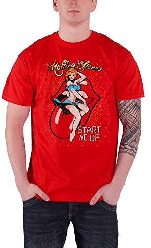 The Rolling Stones Men's Start me up Regular Fit Crew Neck Short Sleeve T - Shirt, Red (Red Red), Medium (Manufacturer Size: Medium)