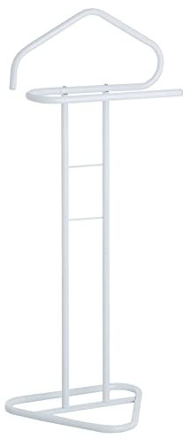IDIMEX Valet de Chambre Valet de Nuit Camilo chevalet de Nuit avec Cintre pour Veste et Portant pour Pantalon et Autres vêtements, en métal laqué Blanc