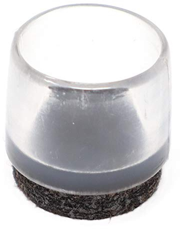 Adsamm® / 16 x Stuhlbeinkappen mit Filz/Transparent/Ø 17-18 mm/rund/Filz-Möbelgleiter für runde Sesselfüße sowie runde abgeschrägte Stuhlbeine
