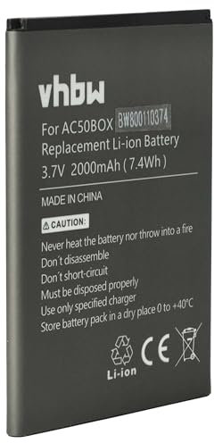 vhbw Batterie Compatible avec Archos 50b Neon 4G, 50b Neon téléphone Portable (2000mAh, 3,7V, Li-ION) - Remplacement pour AC50BNE, AC50BNE 1ICP5/56/78