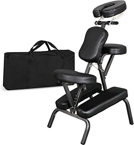 Chaise de Massage Portable légère en Cuir avec Sac de Transport (#1) (Noir)