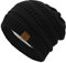 Durio Mütze Damen Winter Strickmütze Grobstrick Warme Beanie mit Innenfutter A Schwarz