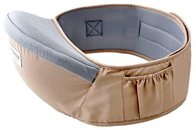 Ainomi Baby Hüftsitz Hipseat Hüfttrage mit Seitliche Tasche Sitzträger Leicht Babytrage Bauchtragen - Khaki