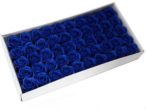 50 x Craft Soap Rose Flowers 5 x 6.5cm ~ Drop in the bath and dissolve to soap (Royal Blue)