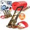 10 cinghie di tensione da 5000 kg, 10 m, con cricchetto Ergo e gancio, certificate TÜV/GS, cinghie a cricchetto, 2 pezzi, cinghie di fissaggio per camion, 50 mm