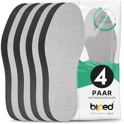 biped 4 paires de semelles en charbon actif - Semelles pour hommes et femmes contre la transpiration et les odeurs - Semelles latex souples pour des pieds frais z2727(43)