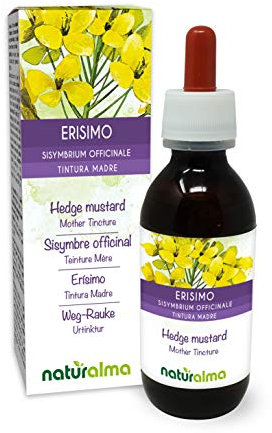 Erisimo o Erba dei cantanti (Sisymbrium officinale) sommità fiorite Tintura Madre analcoolica Naturalma - Estratto liquido gocce 120 ml - Integratore alimentare - Vegano