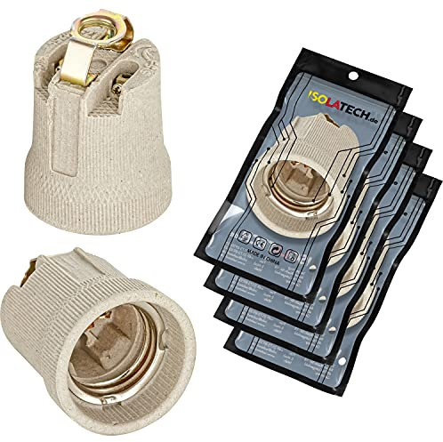 ISOLATECH 4pcs E27 douille en céramique avec étrier de fixation et M10x1 femelle LED lampes à économie d'énergie (max.250V/4A) ampoules Home plafond salle de bains résistant à la chaleur