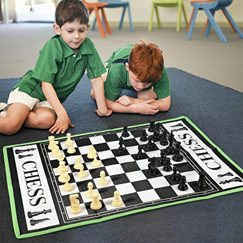 SOKA Chess Giant Board Game Set Classic Entertainment Fun Game Playmat Rug Carpet Travel Board Games Activities for Kids Children Girls Boys and Family Suitable for Indoor or Outdoor Play