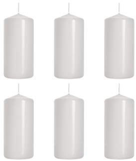 Stumpenkerzen Weiß Säulenkerzen Blockkerzen, Durchmesser 5 cm, Höhe 10 cm, geruchsneutral, lange Brenndauer 20h, Set 12 Stück (2 Boxen)