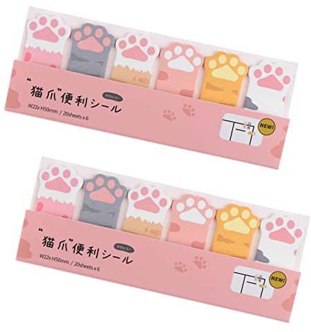 240 Blätter Nette Cartoon Tiere Haftnotizen Katzenpfote Memo Pad Sticky Notes Katalog Index Tabs Selbstklebende Registerkarten Notizen Flaggen Index für Katzenliebhaber Kawaii Schulbedarf Büroartikel