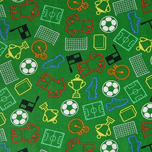 DéVa Dekostoff Baltrum Fußball in 1,4m Breite (METERWARE) - Baumwollstoff Stoff aus 100% Baumwolle - Baumwolljersey