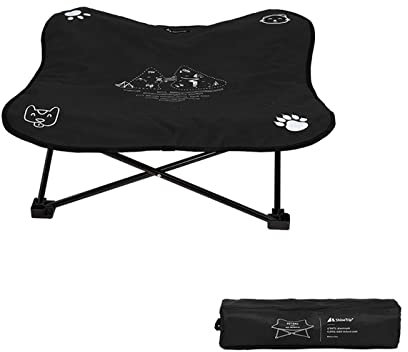 NMLC Shine Trip Erhöhtes Hundebett, Faltbare Outdoor-Reise aus Aluminiumlegierung, Camping-Liege für Haustiere, kleine und mittelgroße Hunde,Schwarz