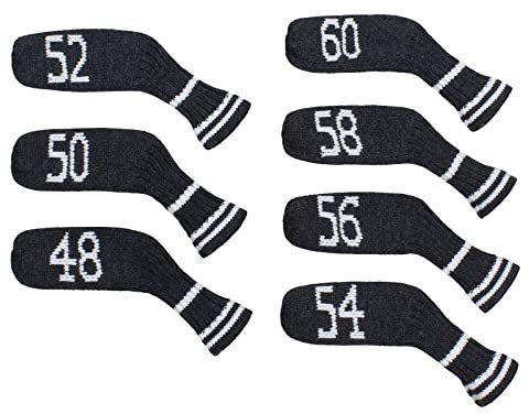 Scott Edward Knitted Wedge Golf Iron Headcovers 7 PCS Club Protector 48,50,52,54,56,58,60 Degree (Dark Gray)