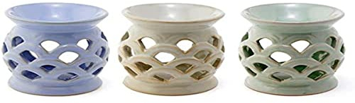 Puckator Eden Scallop Cut Out Oil Burner - Ceramic - Living Room Accessories - Wax Liquidizer - Oil Burners For Essential Oils - Wax Burners - Wax Melt Holder - Room Fragrance - Scents Melter