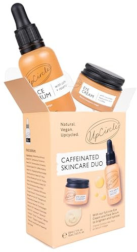 UpCircle Caffeinated Duo – Our Face Serum and Eye Cream Duo – Vitamin C, Hyaluronic Acid + Coffee Oil – Evens Skin Tone, Reduces Puffiness + Dark Circles – Vegan + Cruelty-Free