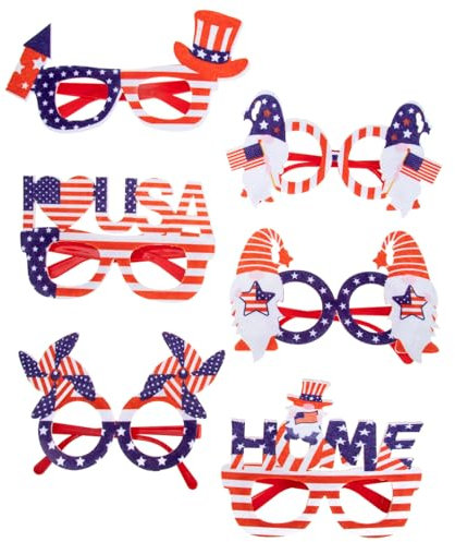 Abaodam 6stücke Patriotische Partybrille Aus Hochwertigen Materialien Ergonomisches Design Angenehm Zu Tragen Stilvolles Aussehen Für Partyzubehör Und Unabhängigkeitstagsdekoration