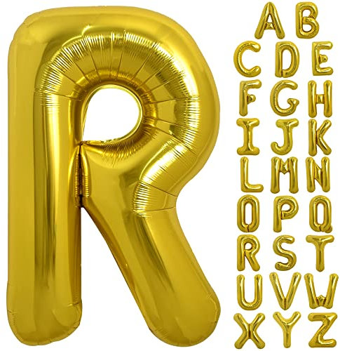 TONIFUL 101,6 cm große goldene Buchstabe R Luftballons, Folienballons aus Mylar für Geburtstagsparty, Jahrestag, Zubehör, Dekorationen