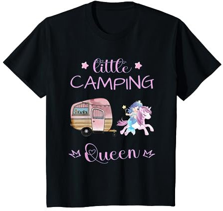 Little Camping Queen – Einhorn Meerjungfrau Wohnwagen Mädchen T-Shirt