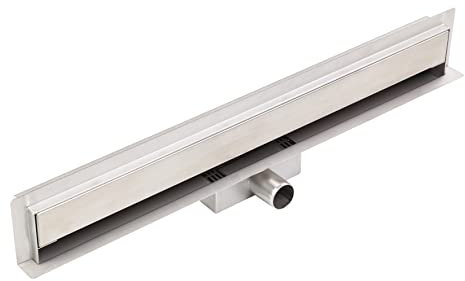 ADGO Flow Bonde de Douche Mural, Réversible en Acier Inoxydable - Pour Carrelage ou Plein, Écoulement Mural, Caniveau de Douche, Rectangulaire, Argent, Acier Inoxydable (700 mm)