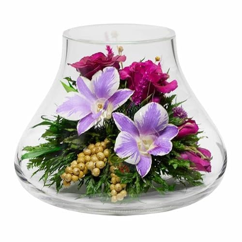 Fiora Blume | Echte Rosen Orchideen | Hält bis zu 5 Jahre | Heimdekorationen ohne Wasser | Allergiefrei | Geruchsresistent | Einzigartiges Geschenk