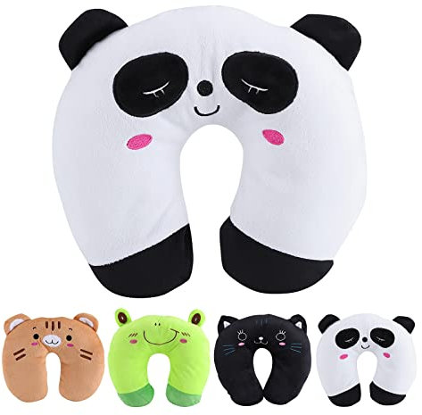 Pilipane Reisekissen, Kinder-Reisekissen, Tier-Nackenkissen, Kopf-Kinn-Stützkissen, gemütliches Kissen, U-f?rmiges Kissen, Plüsch, weiches Nacken-Kopf-Kinn-Stützkissen, Geschenke(Panda)
