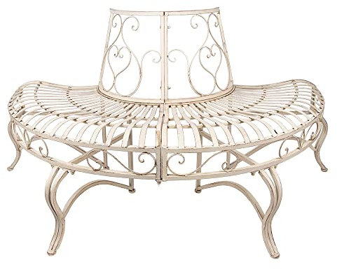Clayre & Eef Bank für Draußen 139*49*78 cm Weiß Metall Gartenbank