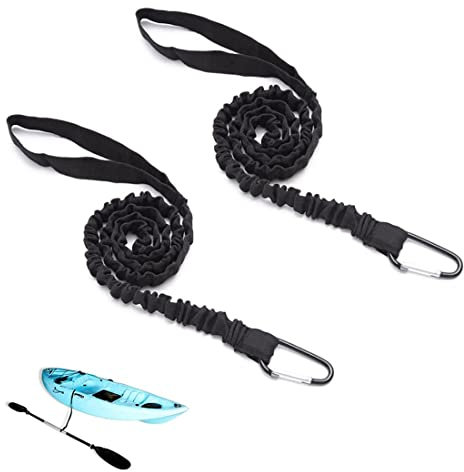ZMREN 2 Piezas Correa de Paleta de Kayak, Correa Kayak Negro Cuerda Elástica Kayak Correa para Canoa con Hebilla de Cinturón y Ganchos de Metal para Remos de Kayak