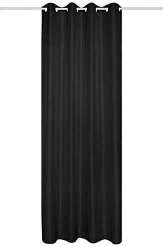 Clever-Kauf-24 Ösenschal Atlantik BxH 140x235cm Blickdicht Vorhang unifarben Schal Gardine (schwarz)