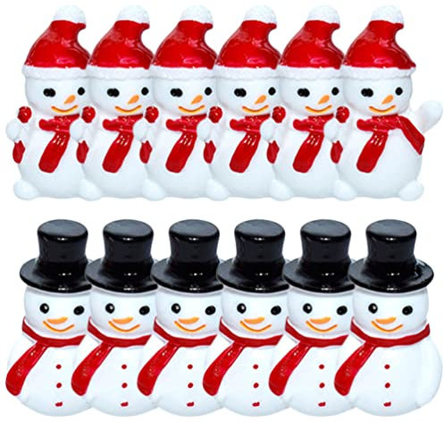 Toyvian 20 Stück Mini-Schneemann-Weihnachtsdekorationen Weihnachts-Miniaturfiguren zum Basteln Harz-Schneemann-Figur-Ornament für DIY-Weihnachtsfeen-Garten Kinder