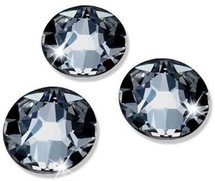 25 Stück Swarovski® Kristalle zum Aufkleben, Farbe Crystal Silver Night, SS20 (Ø ca. 4,8 mm) + 1 Stück Positionierstrip