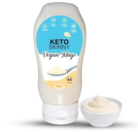 Keto Skinny Vegan Mayo 300 ml (Pack of 1) – Low Calorie Mayonnaise (44 Cals/Serving), No Added Sugar, Gluten Free, Dairy Free, Keto Friendly & Vegan Mayo Spread for Sandwich, Dip & Cooking