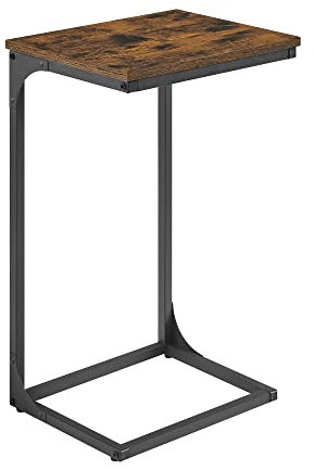 VASAGLE C-förmiger Beistelltisch, Nachttisch, Sofa Beistelltisch, mit Metallrahmen, industriell, für Wohnzimmer, Schlafzimmer, rustikales Braun und Schwarz LET353B01