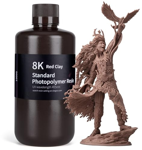 ELEGOO 8K Standard 3D Printer Resin Red Clay 1000g for 8K/12K/14K/16K | Red Clay 1000g 8K Standard, low shrinkage, high precision, for Saturn, Jupiter, Mars, Photon Resin 3D Printers