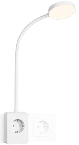 ENUOTEK LED Wandleuchte Wand Leselampe Weiß mit Stecker und Steckdose, Schlafzimmer Steckdosenlampe Touch Dimmbar, 3 Stufen Beleuchtungsfarben, Nachttischlampe mit Typ C und USB Ladeanschluss