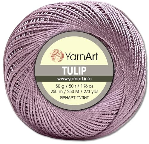 Frida's Wollhaus YarnArt 50 g Tulip Häkelgarn Filetgarn Mikrofaser glänzend seidig 49 Farben (429 | Altrosa)