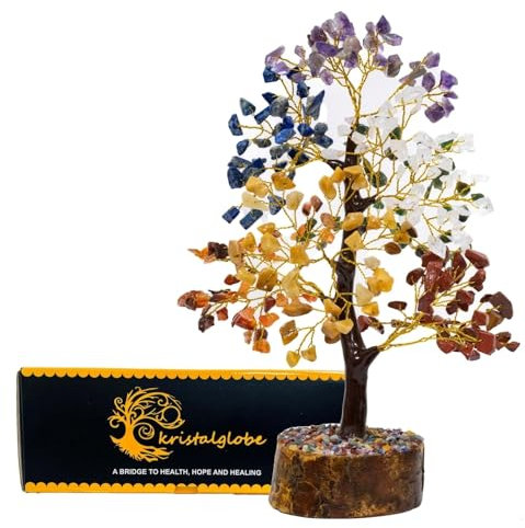 Seven Chakra Crystal Tree of Life – 300 Beads Gemstone Bonsai for Home Decor, Healing, Meditation, Reiki, Positivity – Spiritual Gifts for Women, Mom, Birthday, Housewarming