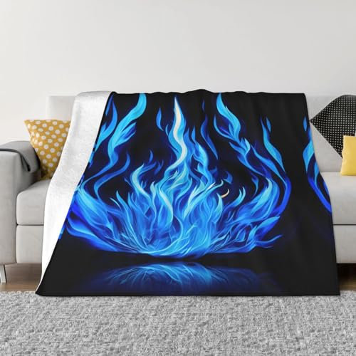 Flanell-Decken, Indigo-Flammendruck, ultraweich, Mikrofleece, warme Bettdecken, Überwurf für Sofa, Wohnzimmer