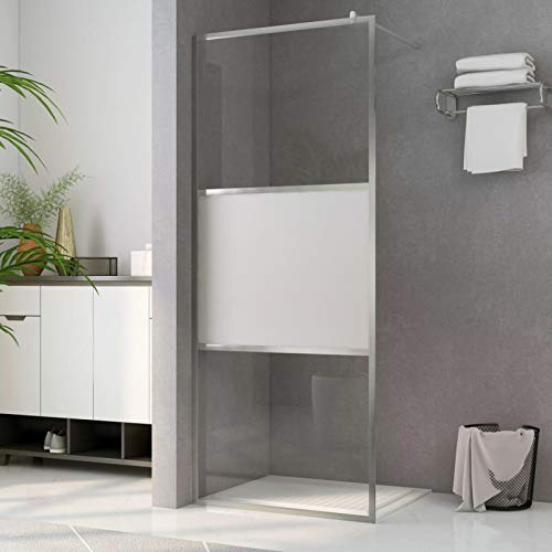 JUNZAI Paroi de Douche à l'italienne à Verre ESG Demi-dépoli 80x195 cm,Vitre Baignoire Salle De Bain,Pare-Baignoire