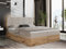 MKS MEBLE Boxspringbett 200x200 Mit Bettkasten, Polsterbett Mit Matratze H3, Kopfteil und Massivholz - Nessi - Beige Struktur