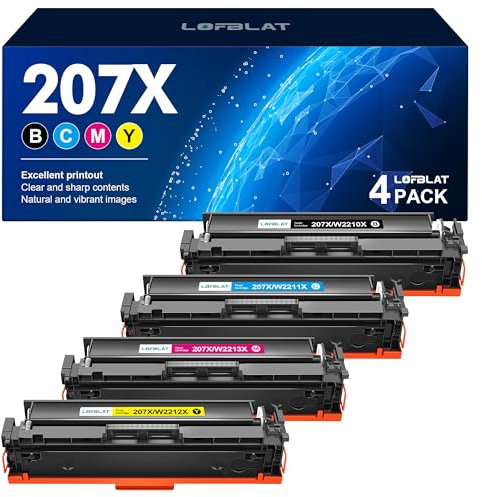 LOFBLAT 207X Toner, Kein Chip, Kompatibel für HP Toner 207A 207X W2210X, für HP Color Laserjet Pro MFP M283fdw M255dw M282nw M283fdn M255nw W2210X W2211X W2212X W2213X Toner