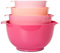 BoxedHome Rührschüssel Set Mixing Bowl Set Kunststoff Salatschüssel rutschfest stapelbar Servierschalen für Küche 4-teiliges Rührschüssel-Set Farbverlauf Rosa Wiederverwendbare Rührschüssel