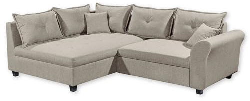 Stella Trading Liz Ecksofa mit Schlaffunktion in Sand - Modernes Schlafsofa in L-Form für Ihr Wohnzimmer - 252 x 87 x 175 cm (B/H/T)