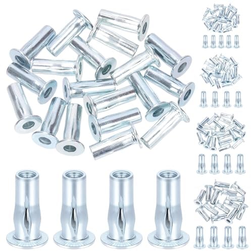 Mardatt Lot de 20 écrous de rivet multi-préhension, tige pré-bulbée en argent plaqué zinc à tête plate pour construction industrielle (M6)
