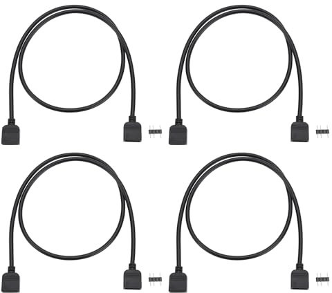 VGOL 4-teiliges 3-poliges RGB-Shunt-Kabel Buchse auf Buchse 50 cm Länge Schnittstellen-Verlängerungskabel 5 V Kompatibel mit 5050 3528 RGB-Lichtstreifen Oder RGB-Lüfter Computerkomponenten