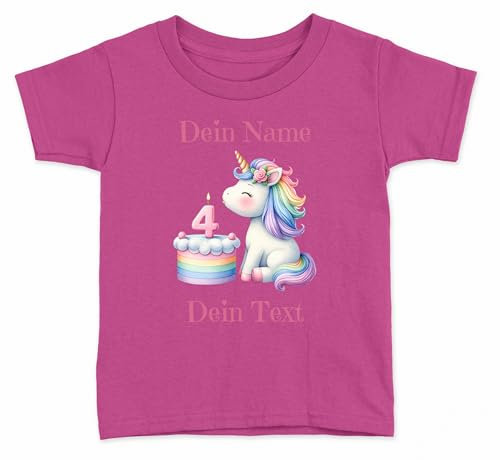 Personalisiertes Bügelbild Einhorn 4. Geburtstag für einen Besonderen Menschen in Ihrem Leben zum selber Aufbügeln mit Wunsch Namen Text Mädchen Frau UNISEX Transfer Geburtstag Geschenk