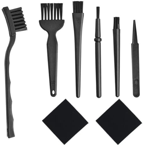 HSKRKOW 8 Piezas Kit De Cepillo Antiestático, Kit Limpieza Pc, Plástica Brocha Antiestática, Cepillo De Limpieza Antiestático, Brochas De Limpieza Para Teclado Ordenador Placa Base,Paño De Limpieza