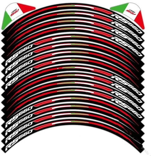 CSSPDM Einfach installieren Reflektierende Motorrad-Radaufkleber, Felgenstreifen, Klebeband, Nabenaufkleber, Dekorativ, Wasserdicht, Für Aprilia RS 660 Rs660 RS660(Style 1)