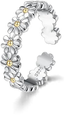 Kakonia Silber Zehenring für Frauen - Einstellbare Strand Band Ring mit Daisy Blume CZ Kreuz Opal Twist Knoten, Offener Fuß Schmuck